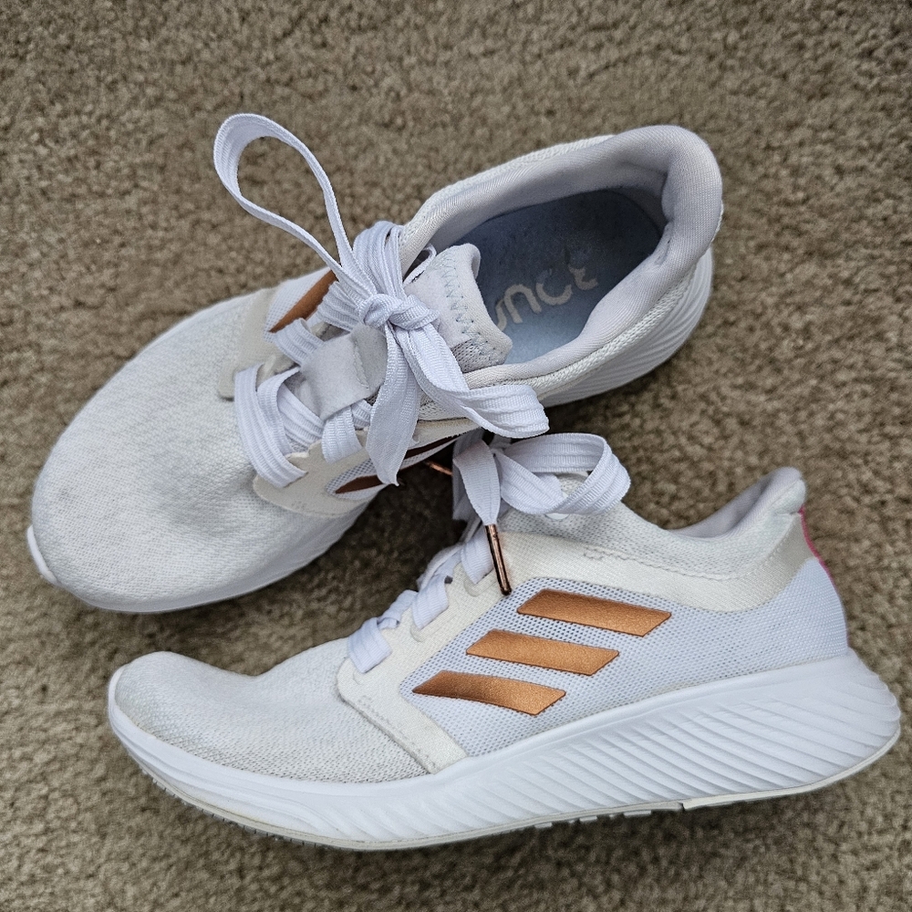 Adidas womens edge lux 3 copper metallic white athletic running sneakers size 7